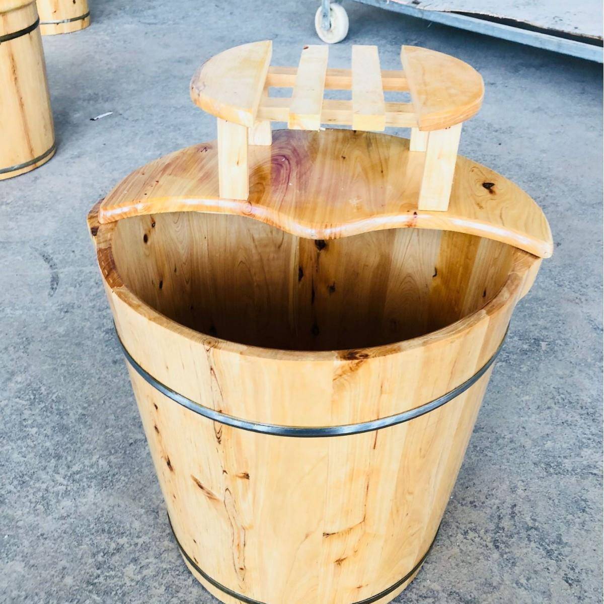 香柏木泡脚木桶公洗盆脚木足浴熏蒸实木桶分单边DJA木加厚洗脚木