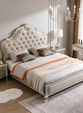 美式轻奢实木床约LBD1米8新式款主卧大床靠双人床现代简法软公主