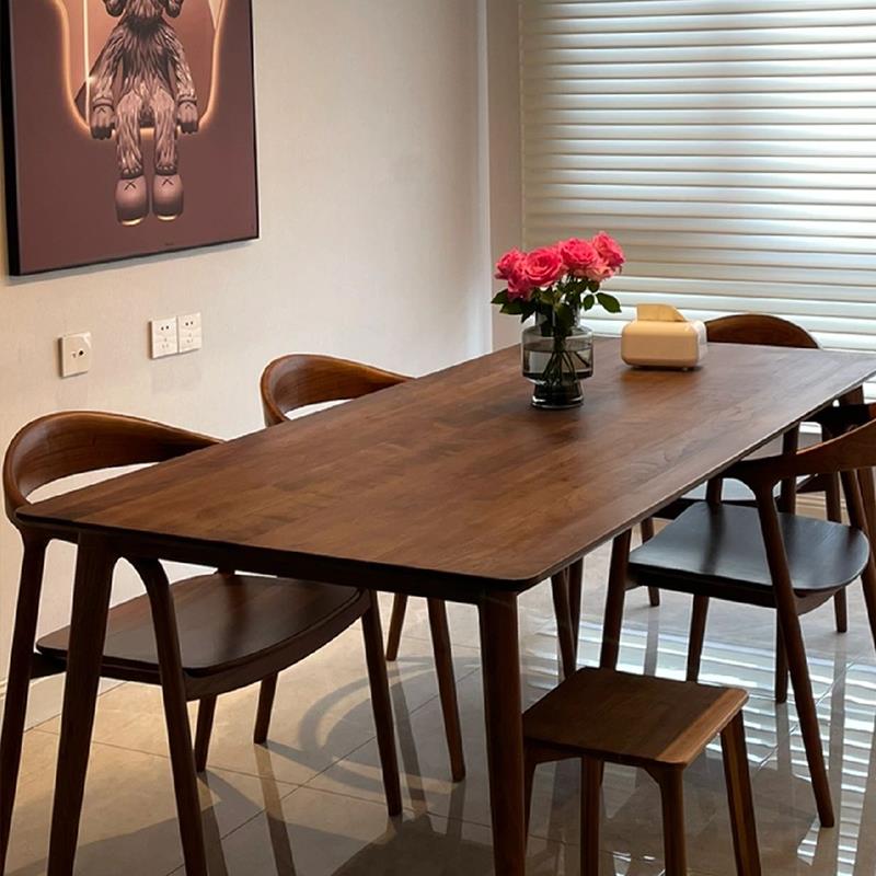 美黑胡桃大板茶桌餐桌面定F77HS8SM制转角电北脑木桌书桌台桌板实