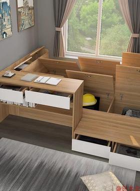 现代简功单人床小户型榻榻米床IXP书桌一体儿童柜组床合多能约储