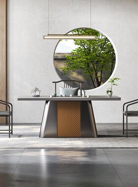 现货茶桌办公室新式灰色板泡茶一体WG-2482桌椅中组合茶岩桌