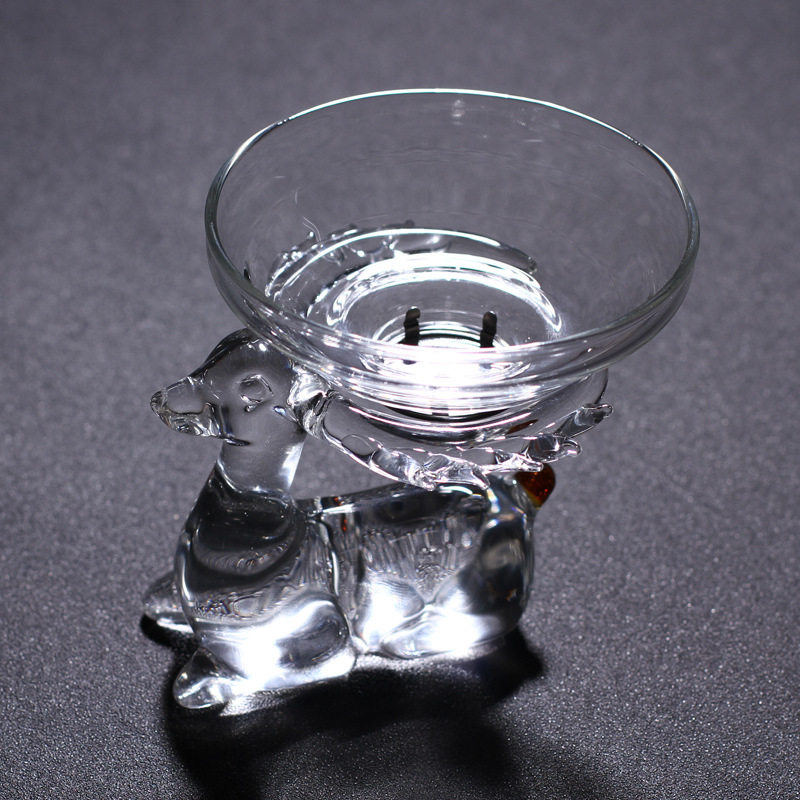 创意玻璃茶漏喜鹿玻璃过漏网泡茶过滤器茶具配件批发不锈钢茶滤网