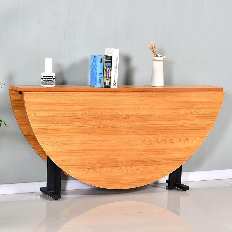 可折叠折大用圆形餐桌桌带轮可移动子餐桌家饭XBY桌多功能3小型圆