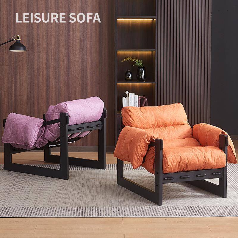 中客古风布艺单人发小户型厅现代简约可躺可睡人懒沙沙发泽OAE西