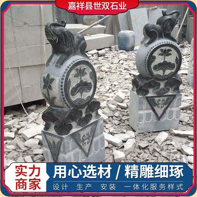 仿古石雕墩抱鼓一对别墅酒店门口摆件狮AVJ子大门象浮石雕石抱鼓
