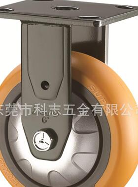 美式607绿支寸平底塑料双刹橙色圆面CVTPU脚轮架J07-01-150-26墨2