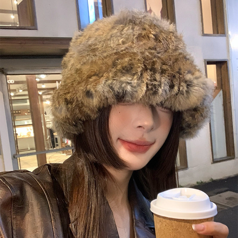 哈尔滨旅游兔毛帽子女士秋冬季保暖装备穿搭东北针织毛绒线渔夫帽