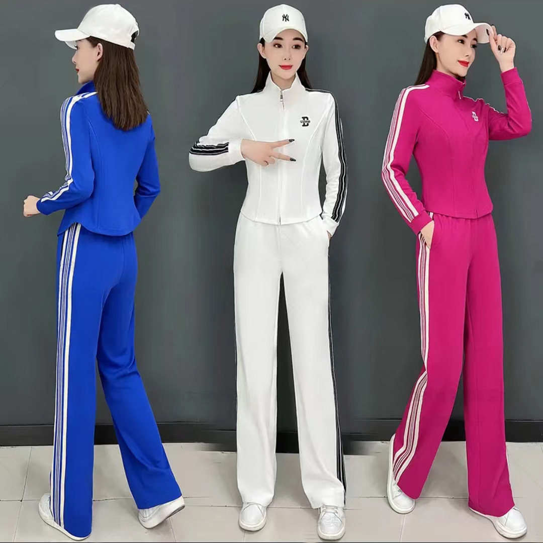 早秋休闲服运动套装女2022今年流行新款春秋季拉链外套长裤两件套