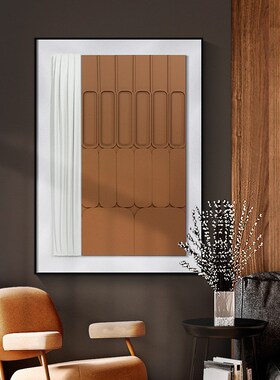 现代简约装饰画3d立体蓝色皮革木雕实物画客R厅玄关卧室装饰挂画