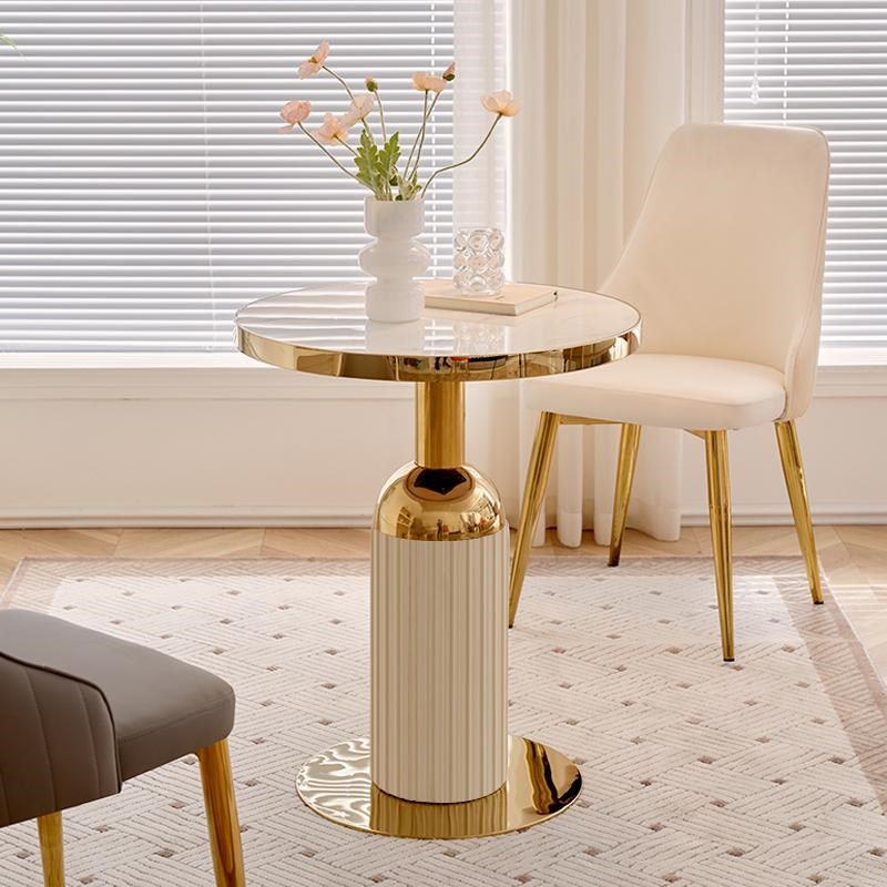 轻奢岩板茶几不锈钢边几休闲售楼处洽谈美容院接待小圆咖啡奶茶桌,住宅家具,不锈钢/PVC餐桌,淘宝优惠券,粉丝福利购,淘宝优惠卷