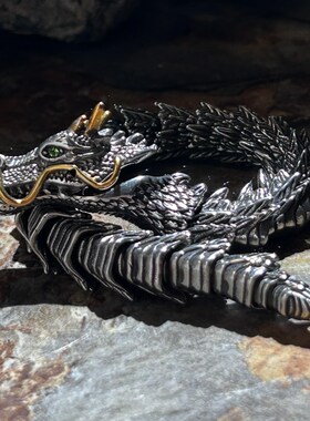 国潮蛇年本命年手工雕刻金须神龙手链男士新中式潮流男生小众手饰