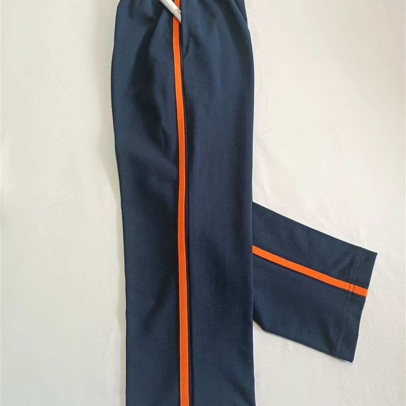 秋冬季款中小学生男女藏蓝色1条橘色杠纯棉校服裤宽松版运动长裤