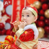 一岁婴儿冠衣 抓周服百日宴儿童唐装 男宝宝周岁礼服春夏中式 套装