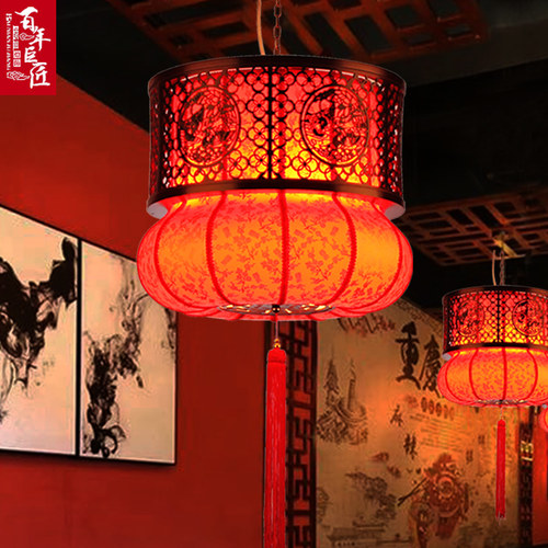 中式饭厅吊灯f中国风酒店火锅店灯笼仿古茶楼民宿饭店走廊木艺吊