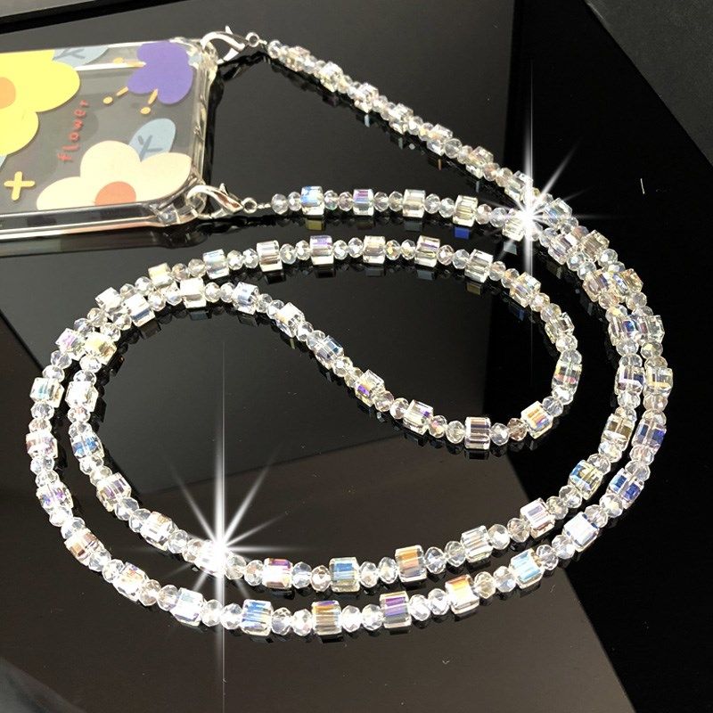 高档手工串珠斜跨方糖水晶长款挂脖挂绳手机链手机绳网红百搭背包,3C数码配件,手机挂件/手机链,淘宝优惠券,粉丝福利购,淘宝优惠卷