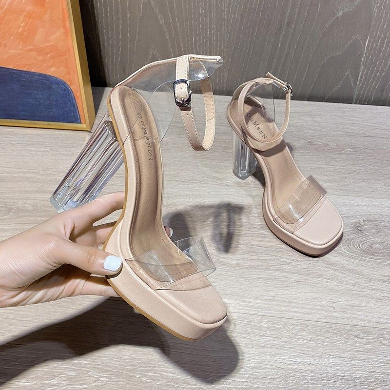 仙女鞋高跟鞋粗跟时装凉鞋女2024新款夏季外穿精致高级感小码女鞋,女鞋,一字带凉鞋,淘宝优惠券,粉丝福利购,淘宝优惠卷