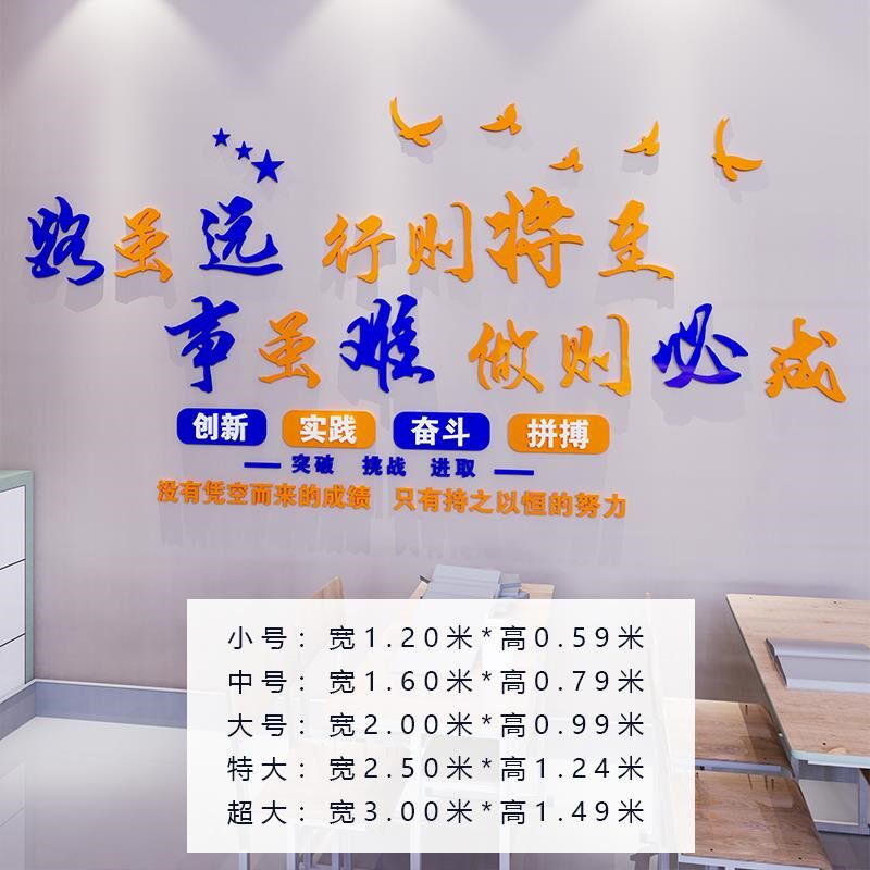 公司办公室背景墙面装饰画会议室文化墙励志标语企业形象墙贴纸3d