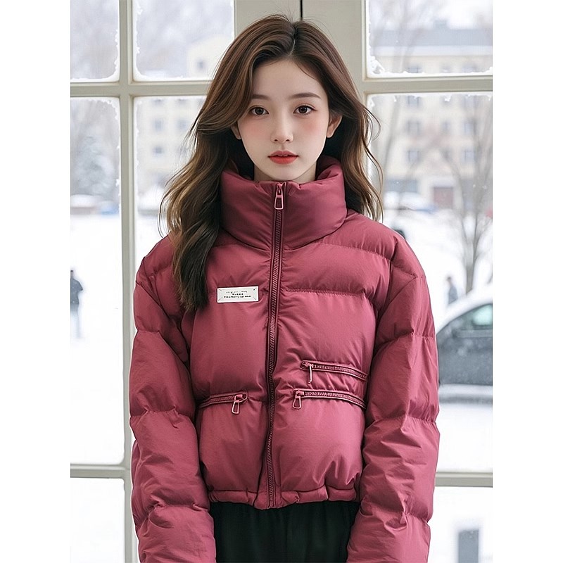 2024年冬季新款立领短款羽绒棉服女小个子面包服韩系百搭棉衣外套