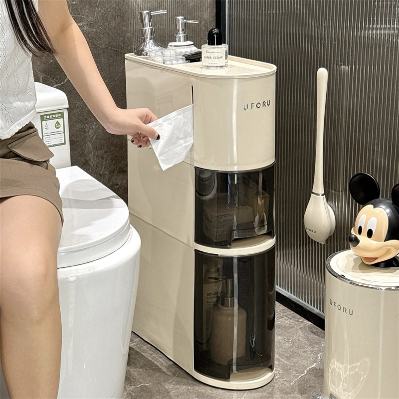 夹缝收纳柜卫生间防水抽屉式厕所多层储物柜马桶窄缝可移动置物架