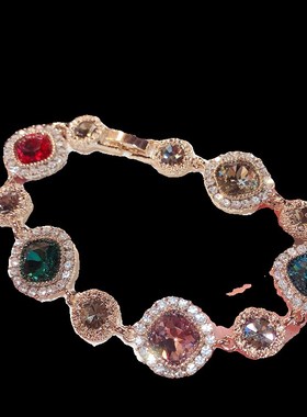 高级设计感彩色水晶锆石手链2023年新款潮网红气质手镯手饰女