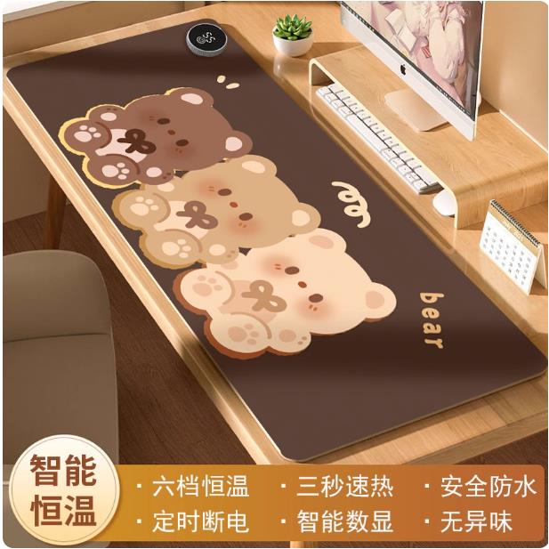 加热鼠标垫冬天发热超大暖桌垫办公室书桌面学生电脑写字暖手电热