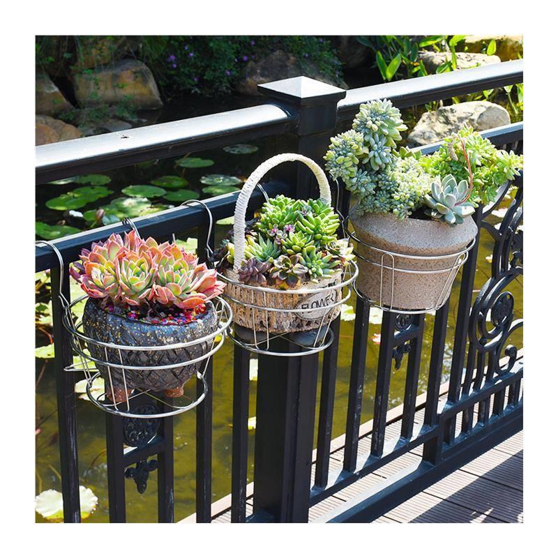 玺赢不锈钢阳台花盆架置物架挂架栏杆吊兰铁艺花架架子悬挂式护栏