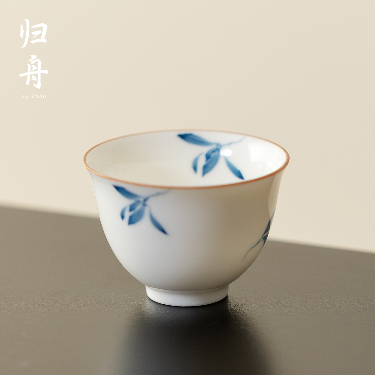 归舟秋水兰花陶瓷品茗杯家用手工泡茶杯喝茶主人杯单杯茶具不烫手