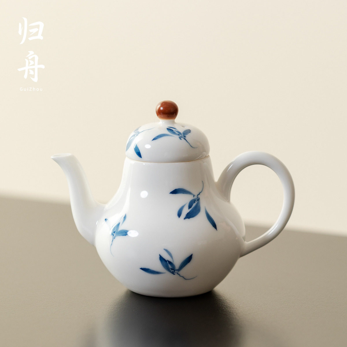 归舟新款秋水兰花泡茶壶家用手工陶瓷泡茶器个人单壶中式功夫茶具