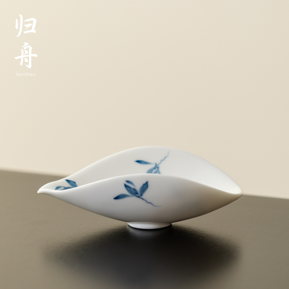 归舟秋水兰花新款手工茶则家用陶瓷茶匙茶荷高档醒茶器茶具零配件