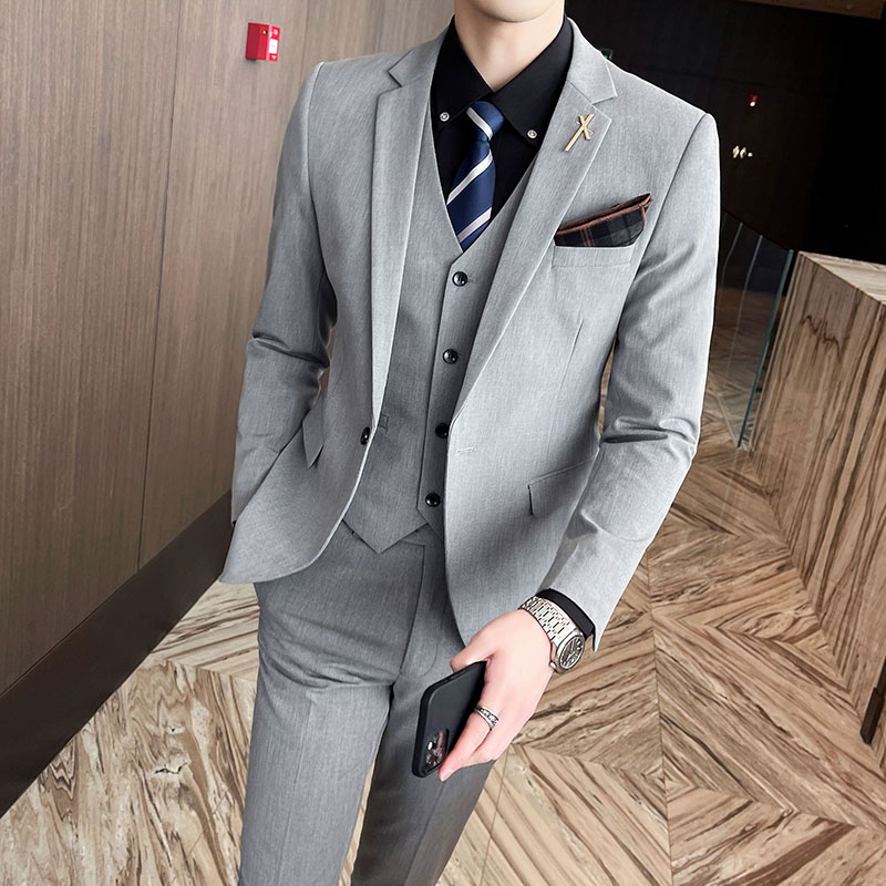 新品男西服套装三件套春