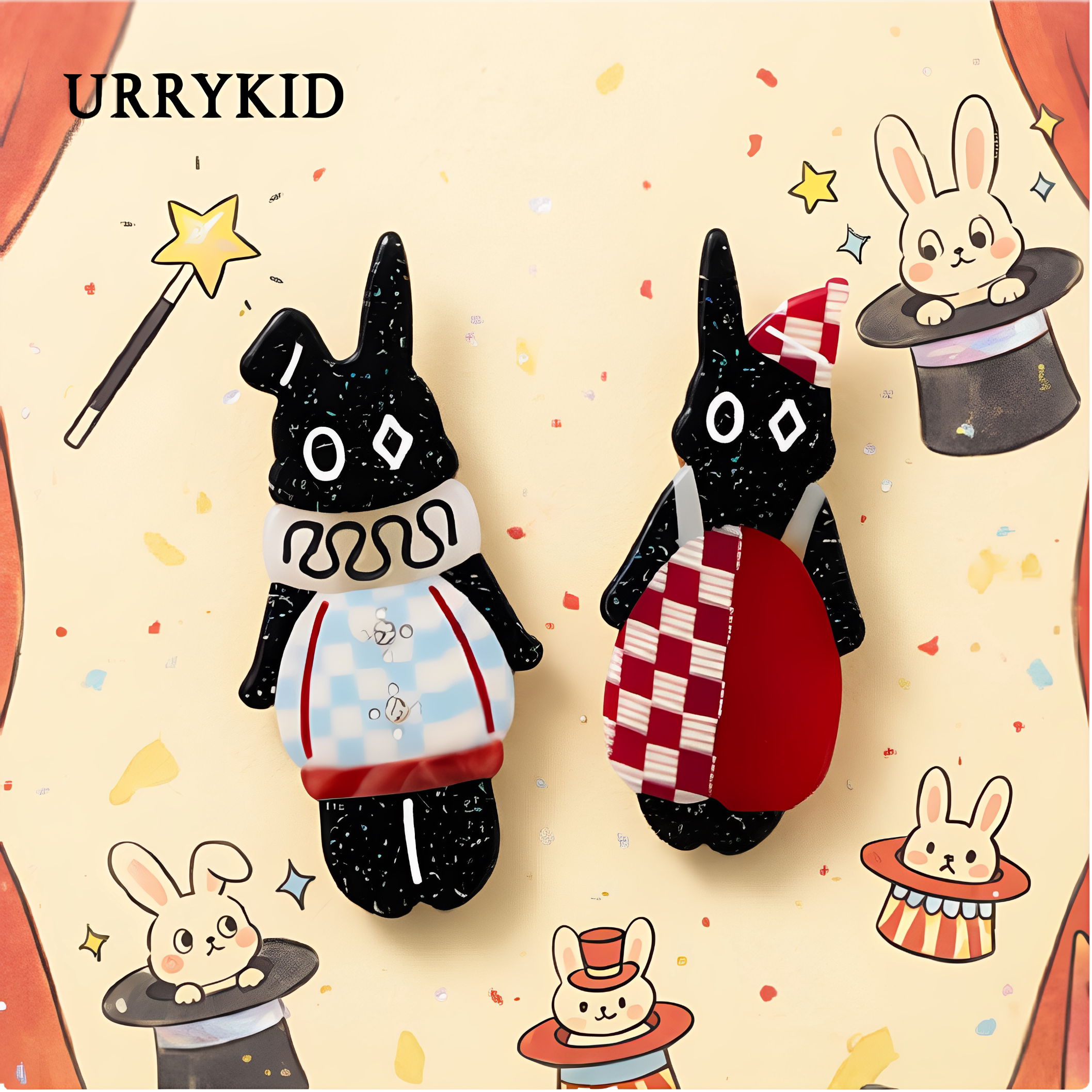 URRYKID原创设计【森林奇遇】兔子魔法师发夹 醋酸材质侧边刘海夹