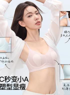 SecretWorld蕾丝内衣女大胸显小夏季薄款收副乳兔耳杯女士胸罩