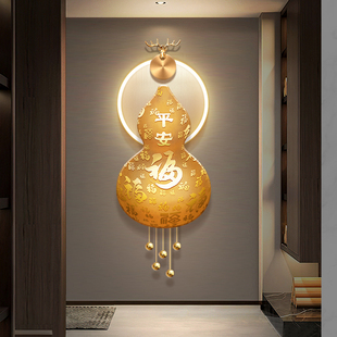 玄关福字装 饰画轻奢走廊过道led立体壁画简约高级感发光晶瓷挂画