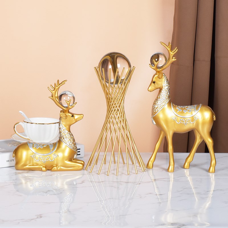 鹿创意轻奢摆件家居装q饰品简约客厅酒柜工艺品礼品桌面树脂布置