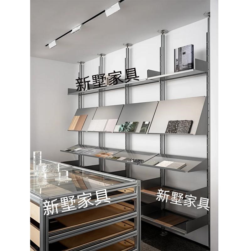 工业风顶天立地隔断置物架极简不D锈钢展示架开放式型材金属书架