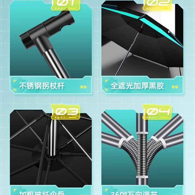 钓鱼伞万向大钓伞2024新款防晒防暴雨伞钓鱼专用拐杖伞户外遮阳伞
