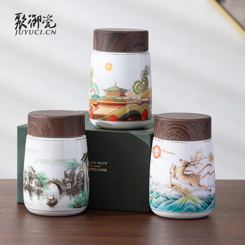 暖手水杯女 双层陶瓷保温杯直饮 密封防漏便携办公杯礼品杯子刻字