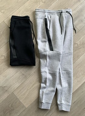 弹力压胶拉链空气层棉休闲运动裤男士束脚慢跑休闲长裤805163