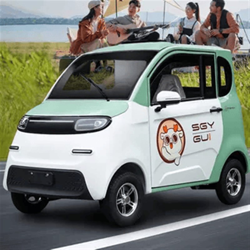 电动四轮车家用女士代步新能源接送孩子小型油电两用全封闭电瓶车