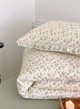 田园风 全棉双层纱被套单件双人200*23K0 纯棉碎花纱布被罩四件套