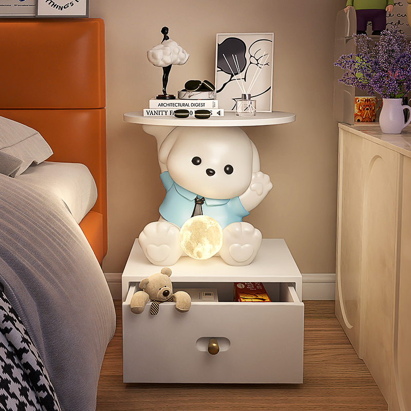 卡通落地灯卧室床头柜客r厅沙发旁边茶几简约置物一体网红立式台