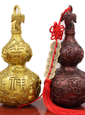 纯铜葫芦风水摆件吉祥如意开盖铜葫芦家居客厅装饰品摆设