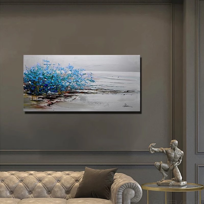 大芬村手绘油画抽象花卉田园风景客厅装饰画横版卧室书房餐厅挂画图片
