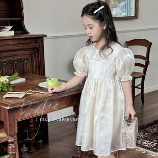 女童连衣裙2025夏装新款儿童韩系高级感公主裙宝宝气质流光长裙子