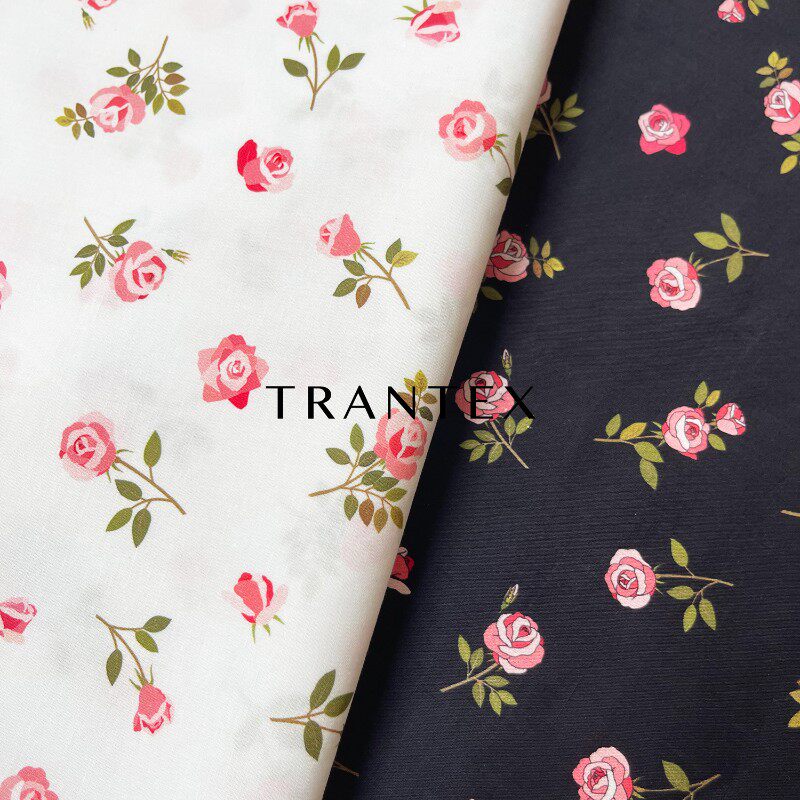 100支长绒棉全棉纱卡复古印花服装布料连衣裙衬衫面料袖珍玫瑰