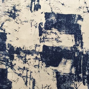 旗袍布料春夏女装 布料 布 五色水墨花棉麻服装 水墨画棉麻印花布料