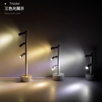 多灯头led充电式小射灯双头高端珠宝手办模型展会无线首饰柜台灯