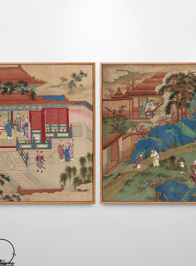 帝鉴图说古代人物画新中式装饰画走廊过道竖版挂画仿古壁画中国风