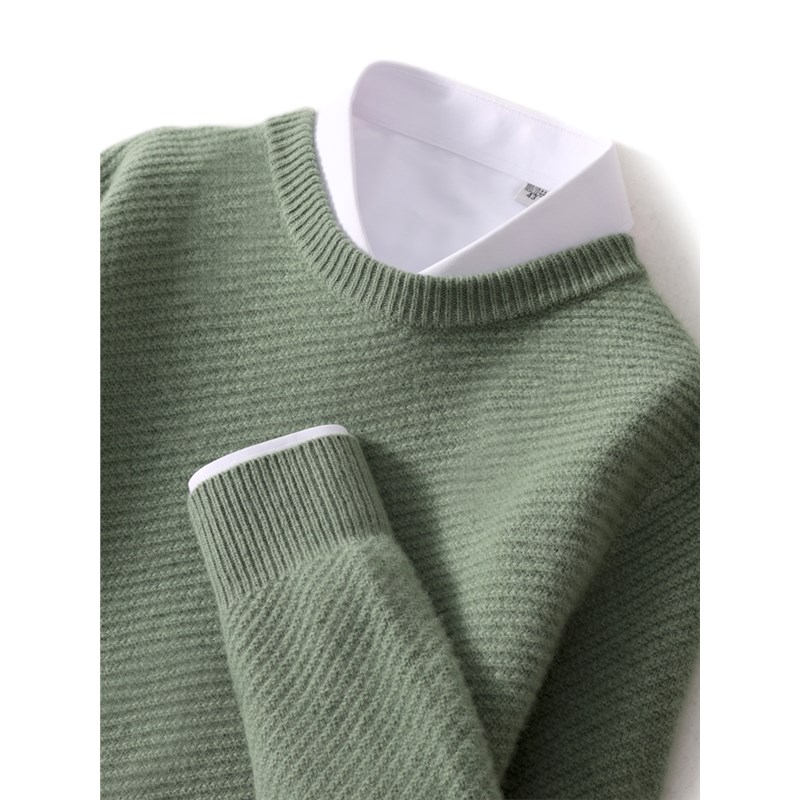 冬季纯色羊绒衫男圆领加厚羊毛衫宽松时尚休闲大码针织打底毛衣