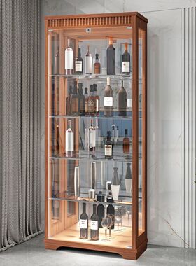 实木酒柜展示柜客厅酒柜靠墙洒柜轻奢高档小型中式家用玻璃小酒柜